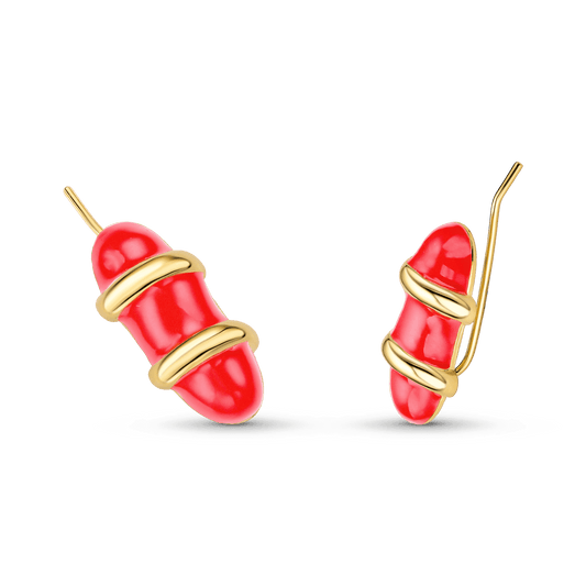 Brinco Trama - Esmaltação Vermelha Semijoias de luxo e design exclusivo