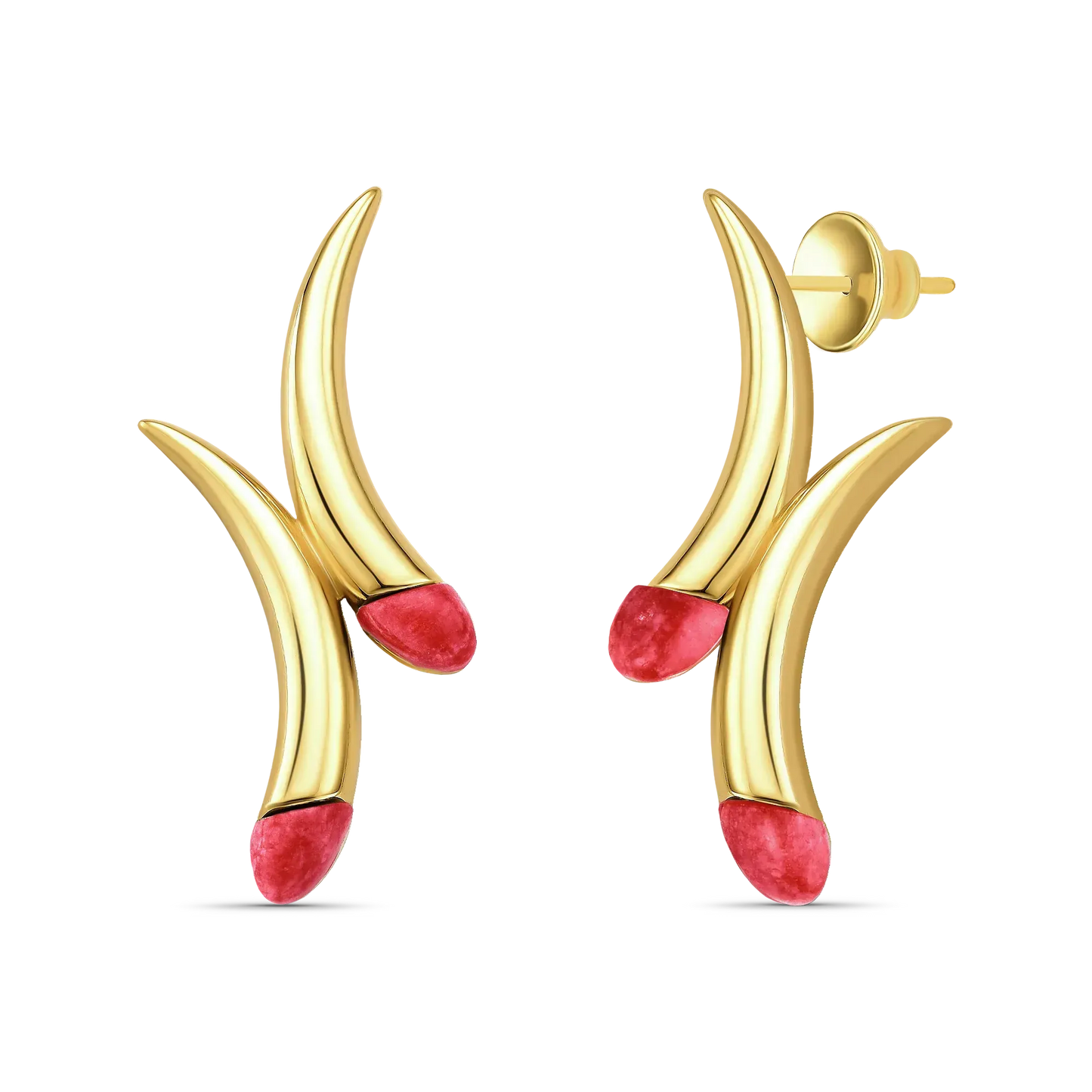 Use o Brinco Caminhos com Feldspato Vermelho em Banho de Ouro 18K para adicionar paixão e energia ao seu visual, unindo estilo e simbologia.