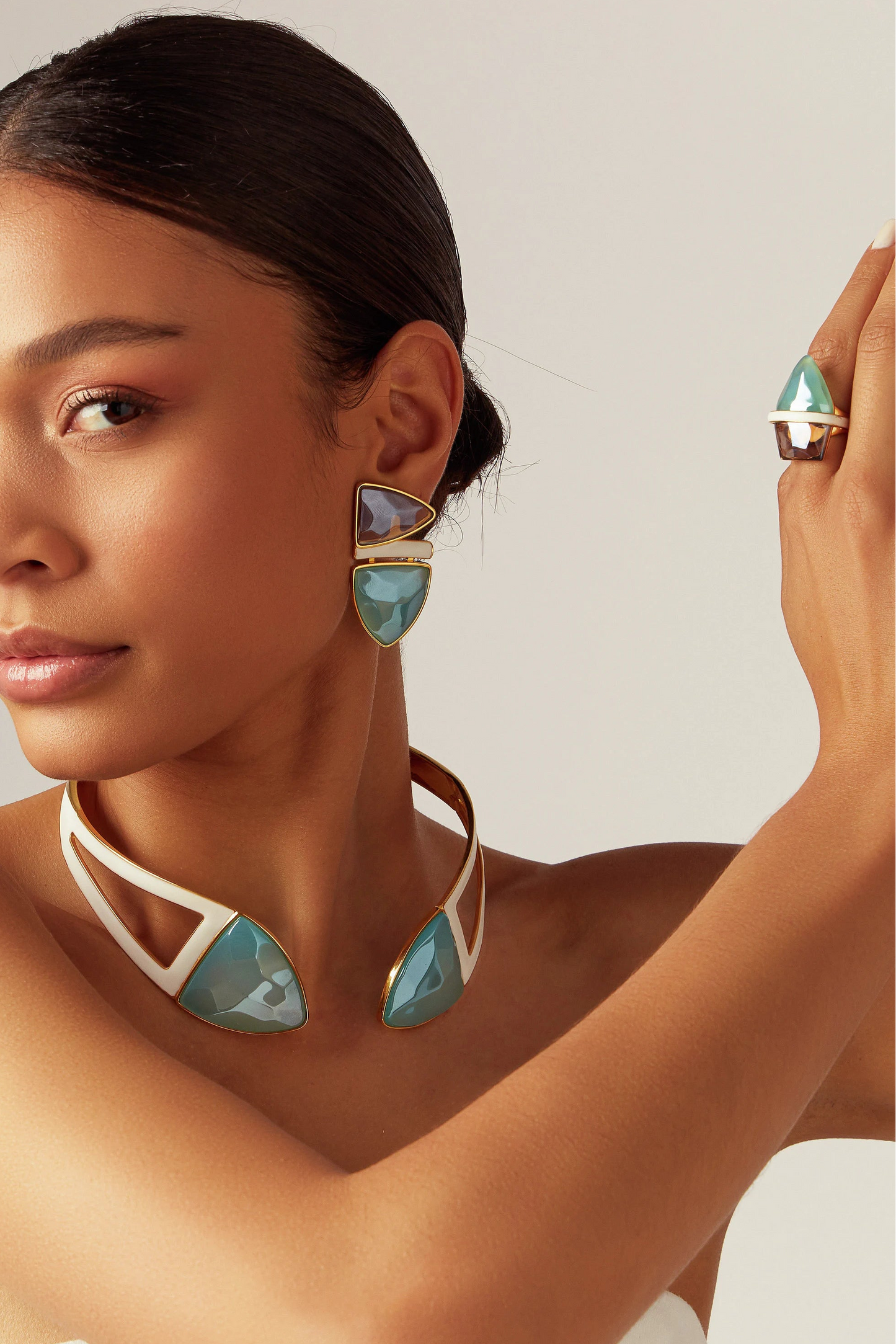 Choker Makeda - Ágata Azul Céu