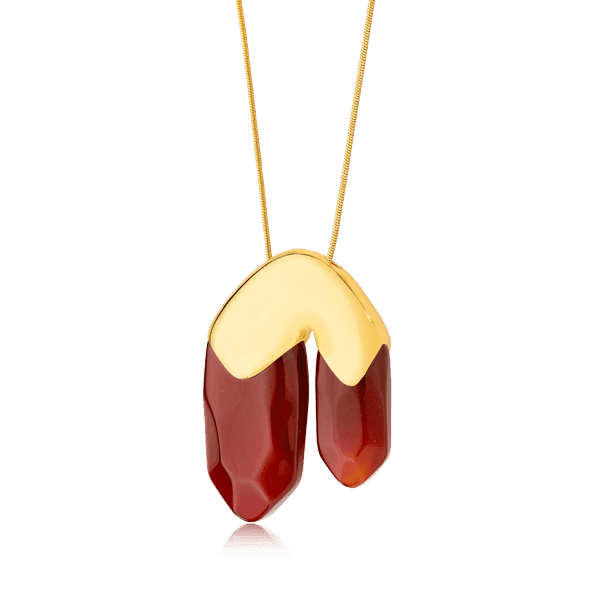 Colar Élémentaire com a Ágata Vermelha em Banho de Ouro 18K