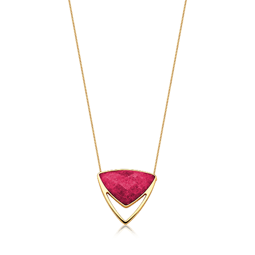 Colar Equilíbrio - Feldspato Rosa Pink Semijoias de luxo e design exclusivo