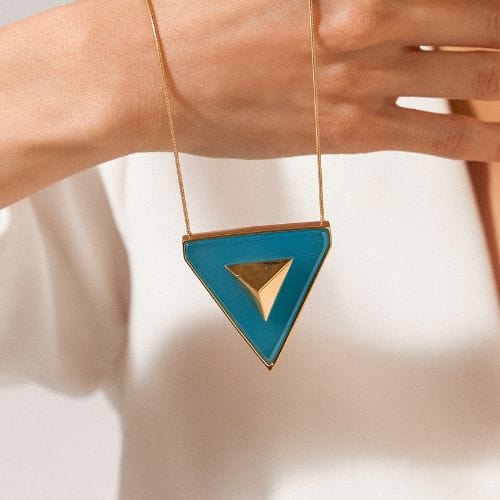 Colar Persuasio - Ágata Azul Céu Semijoias de luxo e design exclusivo