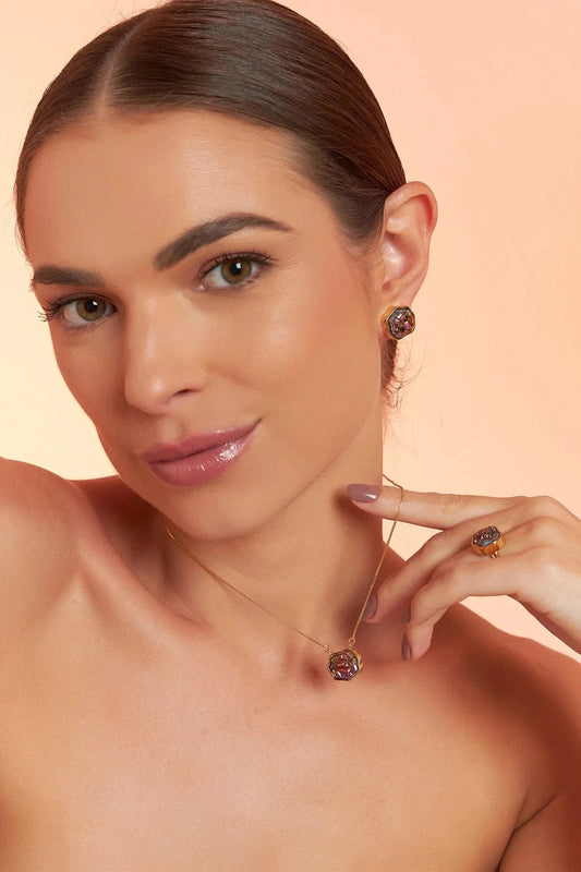 Colar Sita - Drusa Multicolorida Semijoias de luxo e design exclusivo