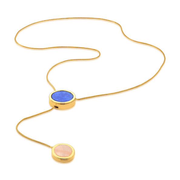 Colar Solene - Feldspato Azul Anil e Madrepérola Semijoias de luxo e design exclusivo