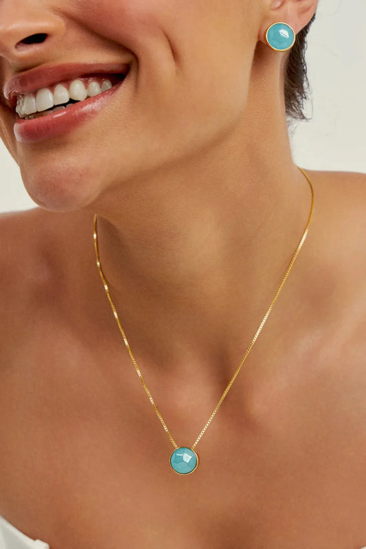 Colar Classic - Ágata Azul Céu