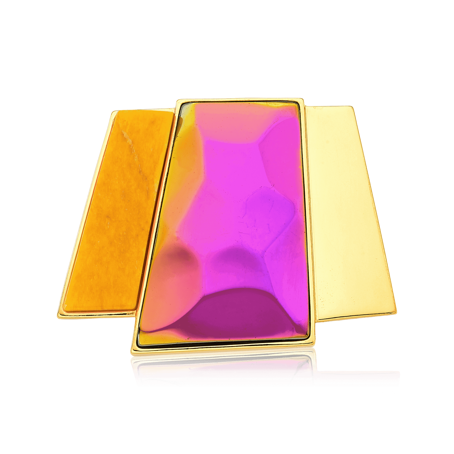 Pingente Cascata - Cristal Multicolorido e Feldspato Amarelo Semijoias de luxo e design exclusivo