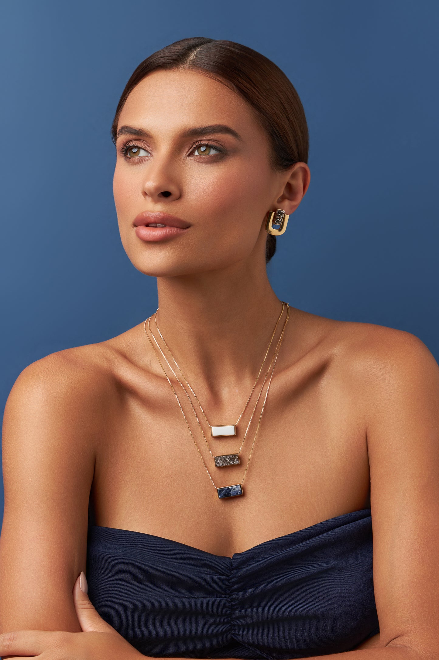 Brinco Estrutura - Drusa Metalizada | Semijoia Banhada a Ouro 18K
