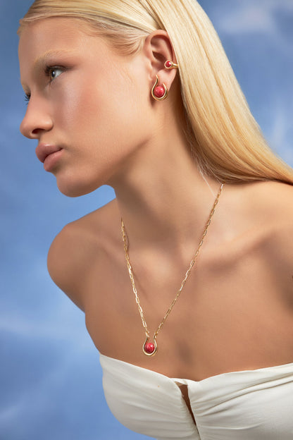 Colar Órbita — Feldspato Vermelho — coleção Supernova, Aimer Joias