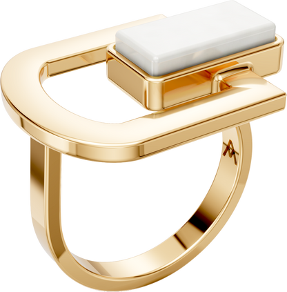 Anel Elos - Porcelana Branca | Semijoia Banhada a Ouro 18K