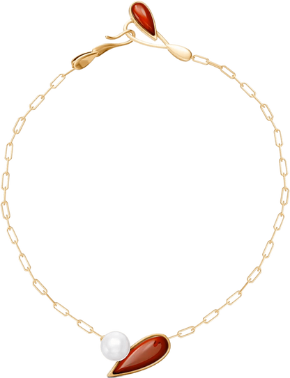 Colar União com Ágata Vermelha banhado a ouro 18k – semijoia autoral com pedra natural – Coleção Formas de Amar Aimer Joias