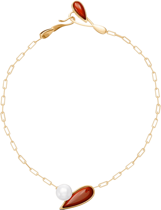 Colar União com Ágata Vermelha banhado a ouro 18k – semijoia autoral com pedra natural – Coleção Formas de Amar Aimer Joias