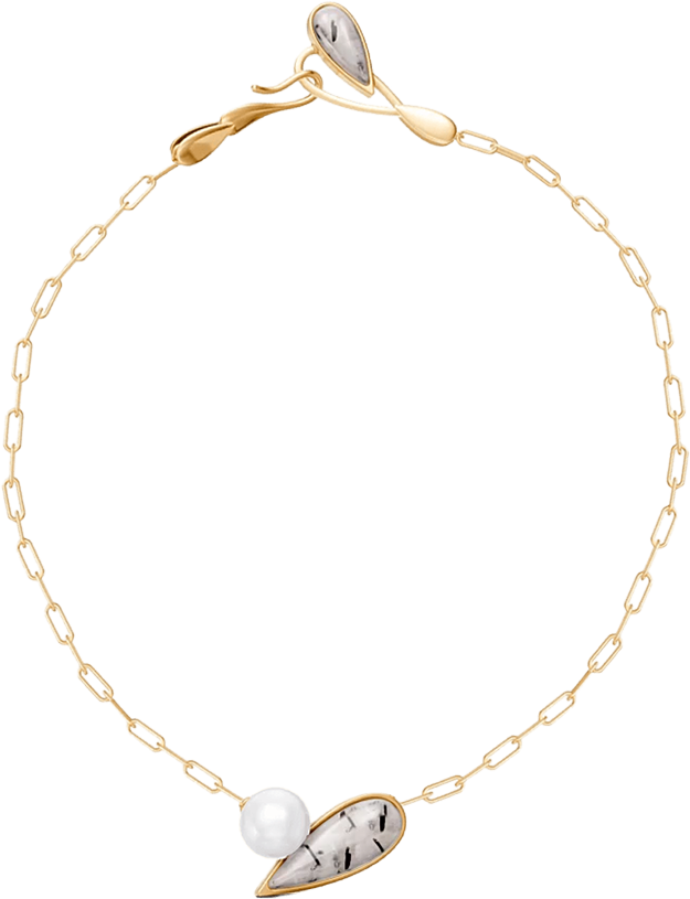 Colar União com Cristal Rutilado banhado a ouro 18k – semijoia autoral com pedra natural – Coleção Formas de Amar Aimer Joias