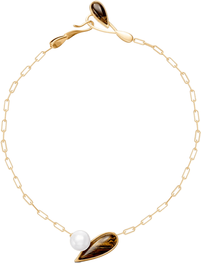 Colar União com Olho de Tigre banhado a ouro 18k – semijoia feminina autoral com pedra natural – Coleção Formas de Amar Aimer Joias