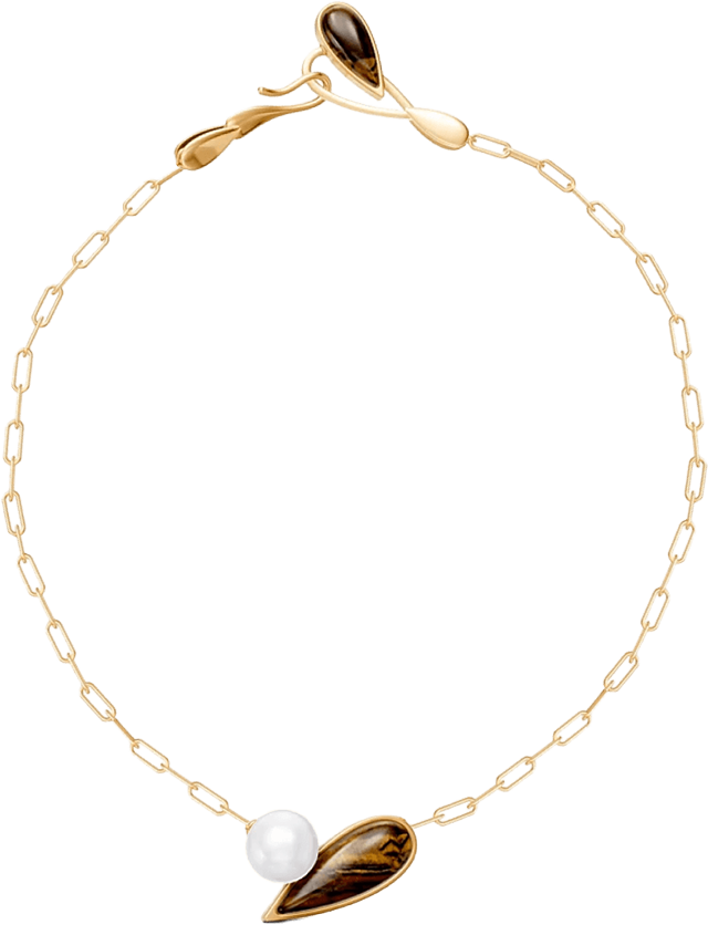 Colar União com Olho de Tigre banhado a ouro 18k – semijoia feminina autoral com pedra natural – Coleção Formas de Amar Aimer Joias