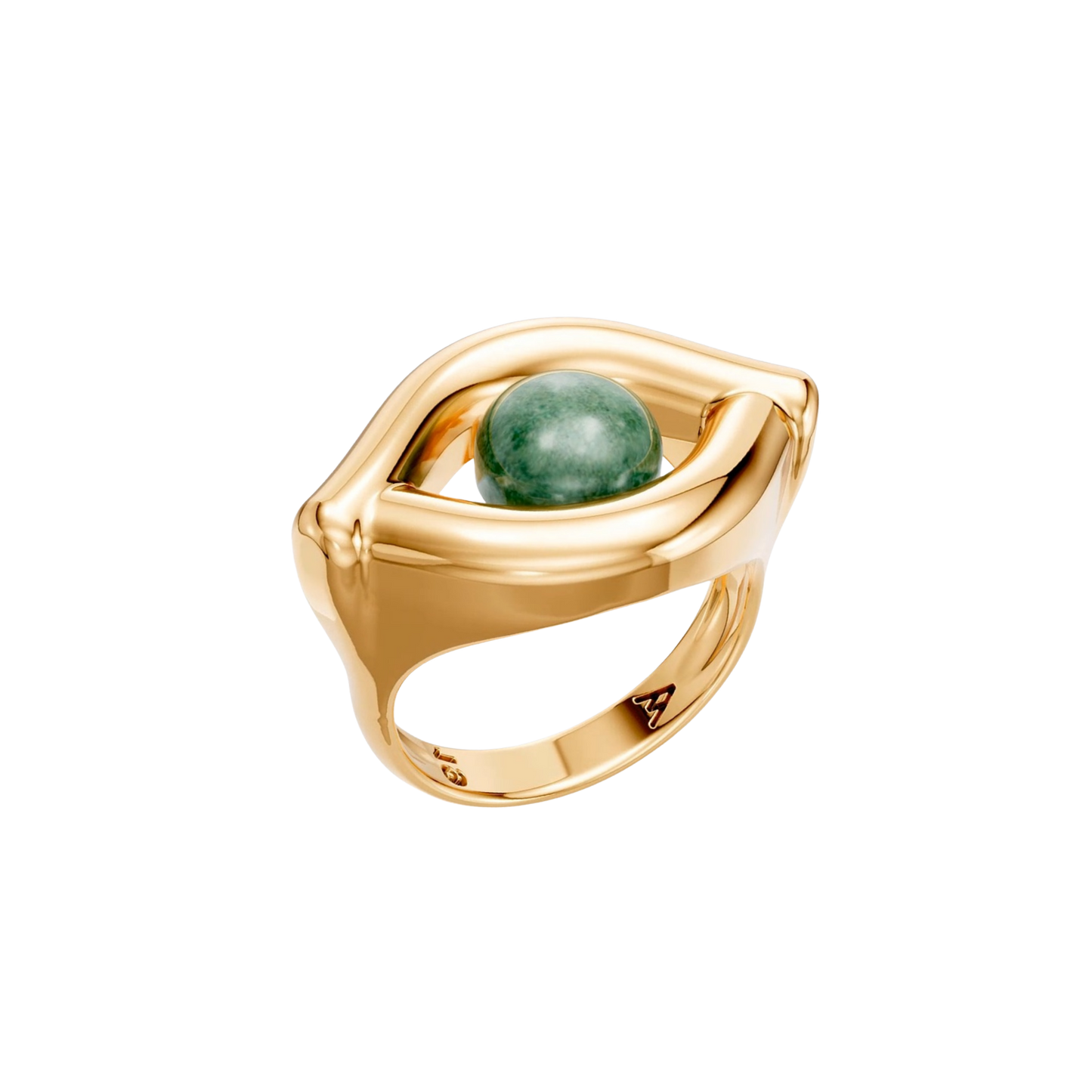 Anel Despertar — Quartzo Verde, semijoia banhada a ouro 18k, coleção Supernova, Aimer Joias
