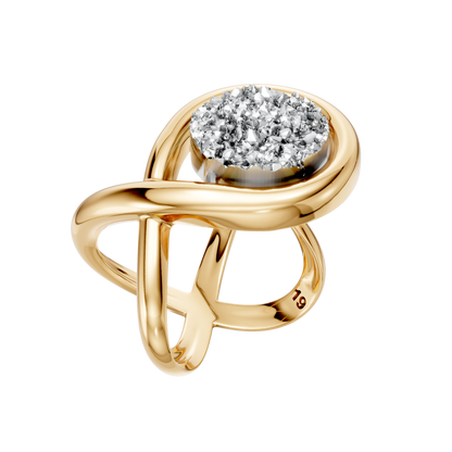 Anel Supernova — Drusa Metalizada, semijoia banhada a ouro 18k, coleção Supernova, Aimer Joias