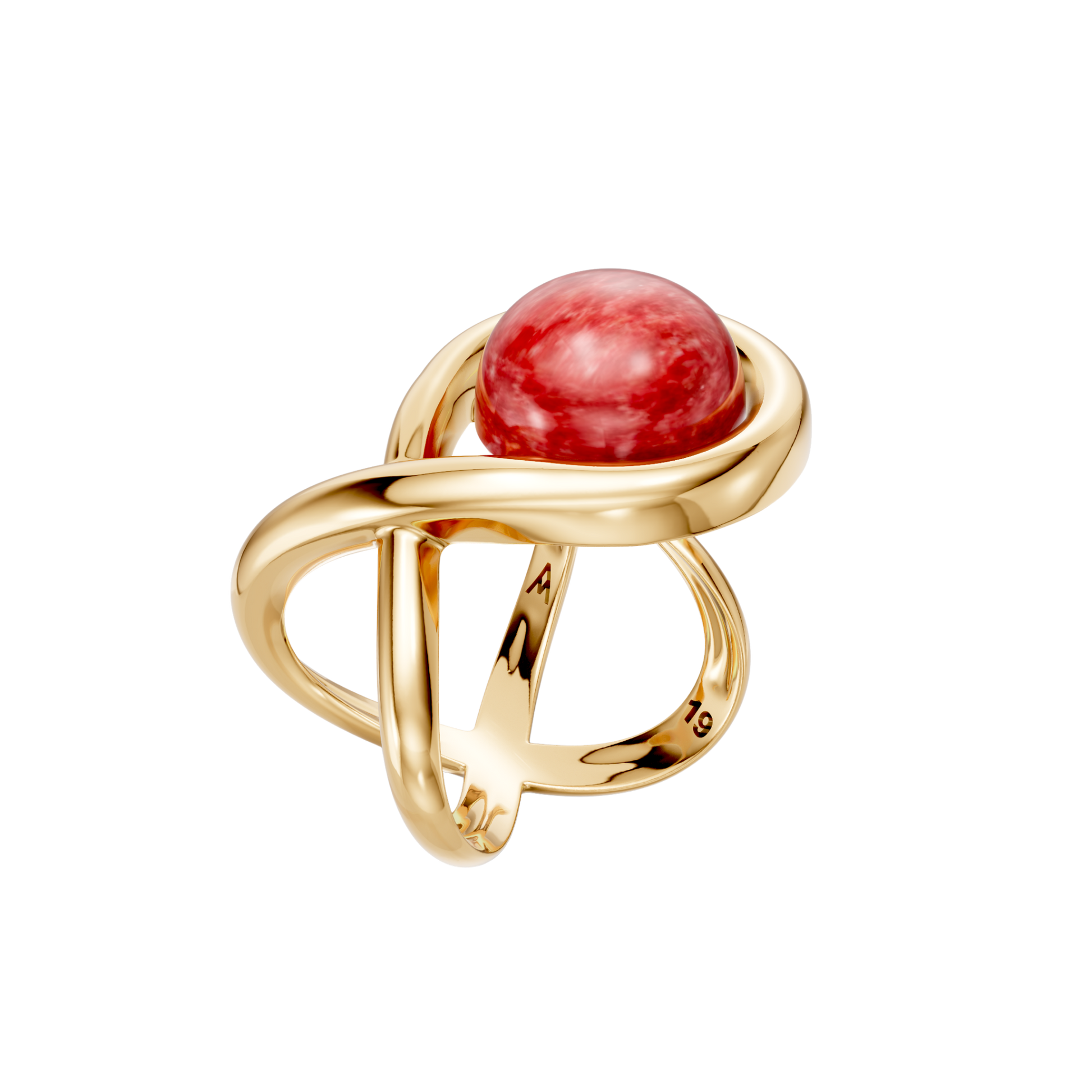 Anel Supernova — Feldspato Vermelho, semijoia banhada a ouro 18k, coleção Supernova, Aimer Joias