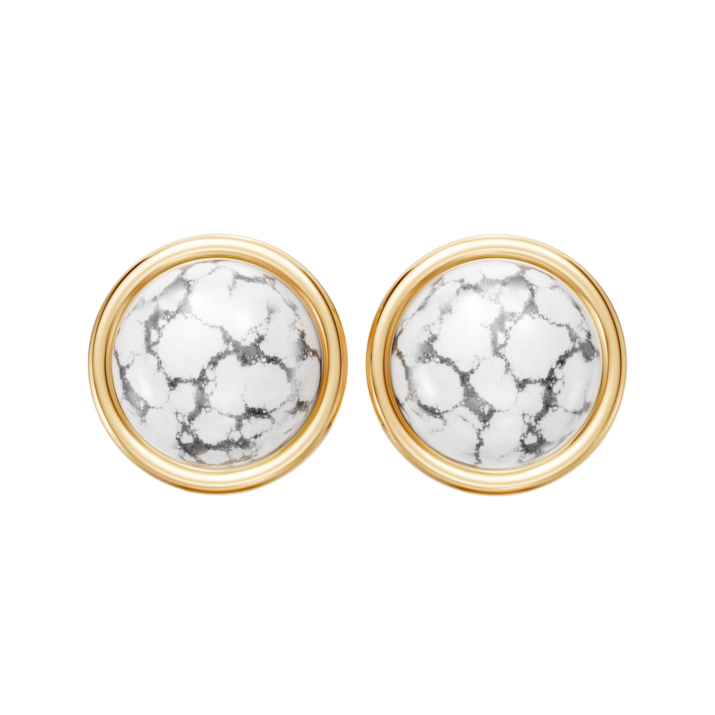 Brinco Aurora — Howlita Branca, semijoia banhada a ouro 18k, coleção Supernova, Aimer Joias