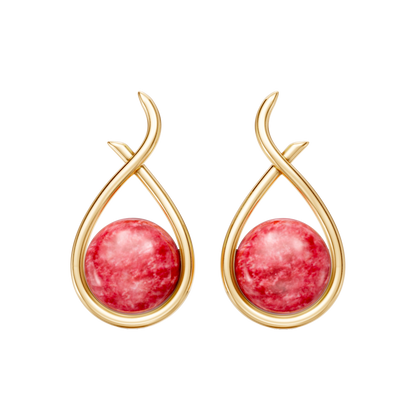 Brinco Supernova — Feldspato Vermelho, semijoia banhada a ouro 18k, coleção Supernova, Aimer Joias