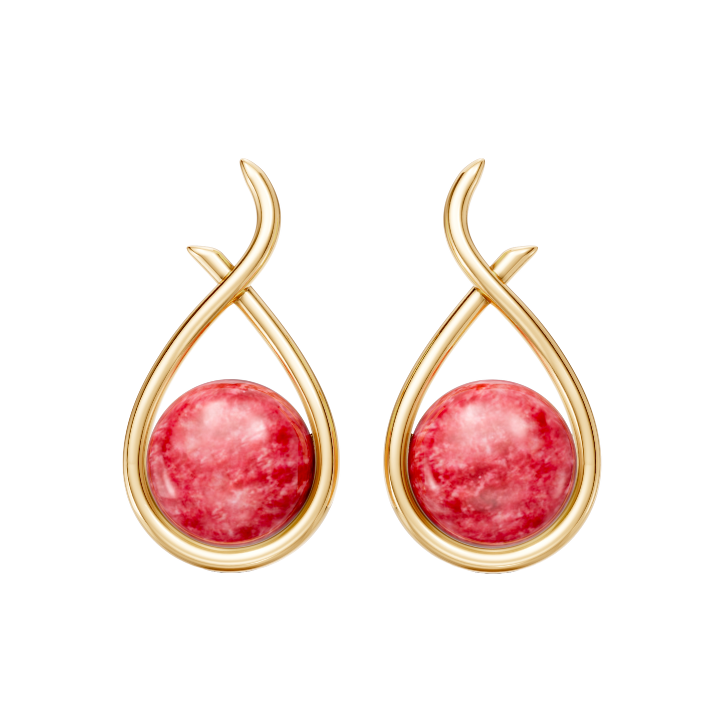 Brinco Supernova — Feldspato Vermelho, semijoia banhada a ouro 18k, coleção Supernova, Aimer Joias