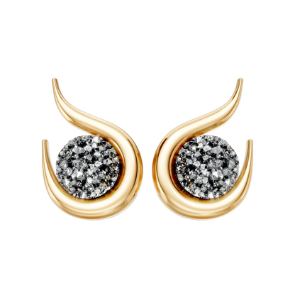 Brinco Órbita — Drusa Metalizada, semijoia banhada a ouro 18k, coleção Supernova, Aimer Joias