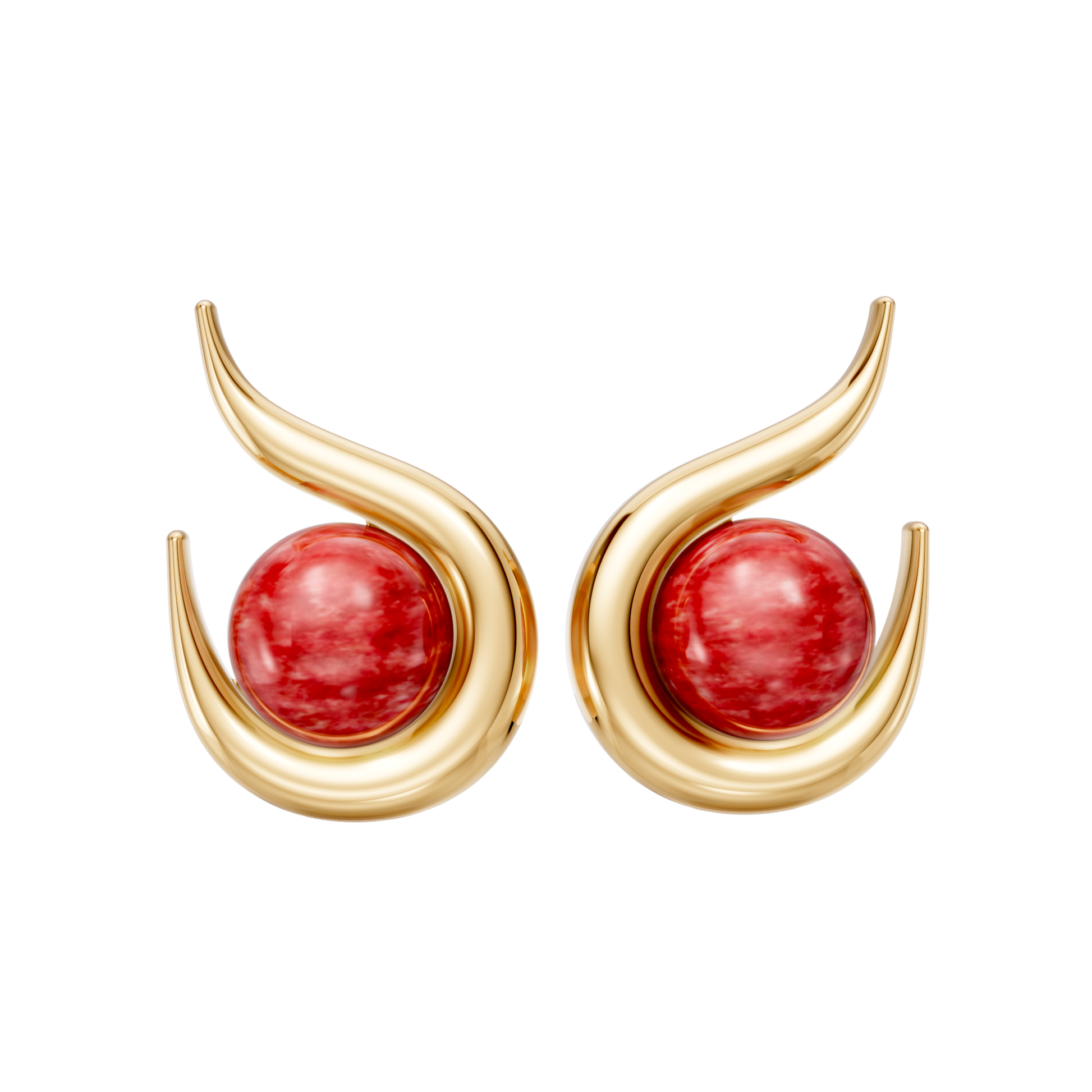 Brinco Órbita — Feldspato Vermelho, semijoia banhada a ouro 18k, coleção Supernova, Aimer Joias