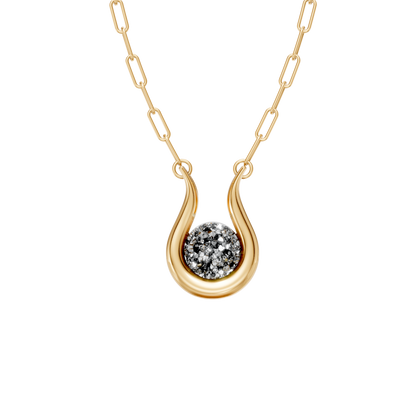 Colar Órbita — Drusa Metalizada, semijoia banhada a ouro 18k, coleção Supernova, Aimer Joias
