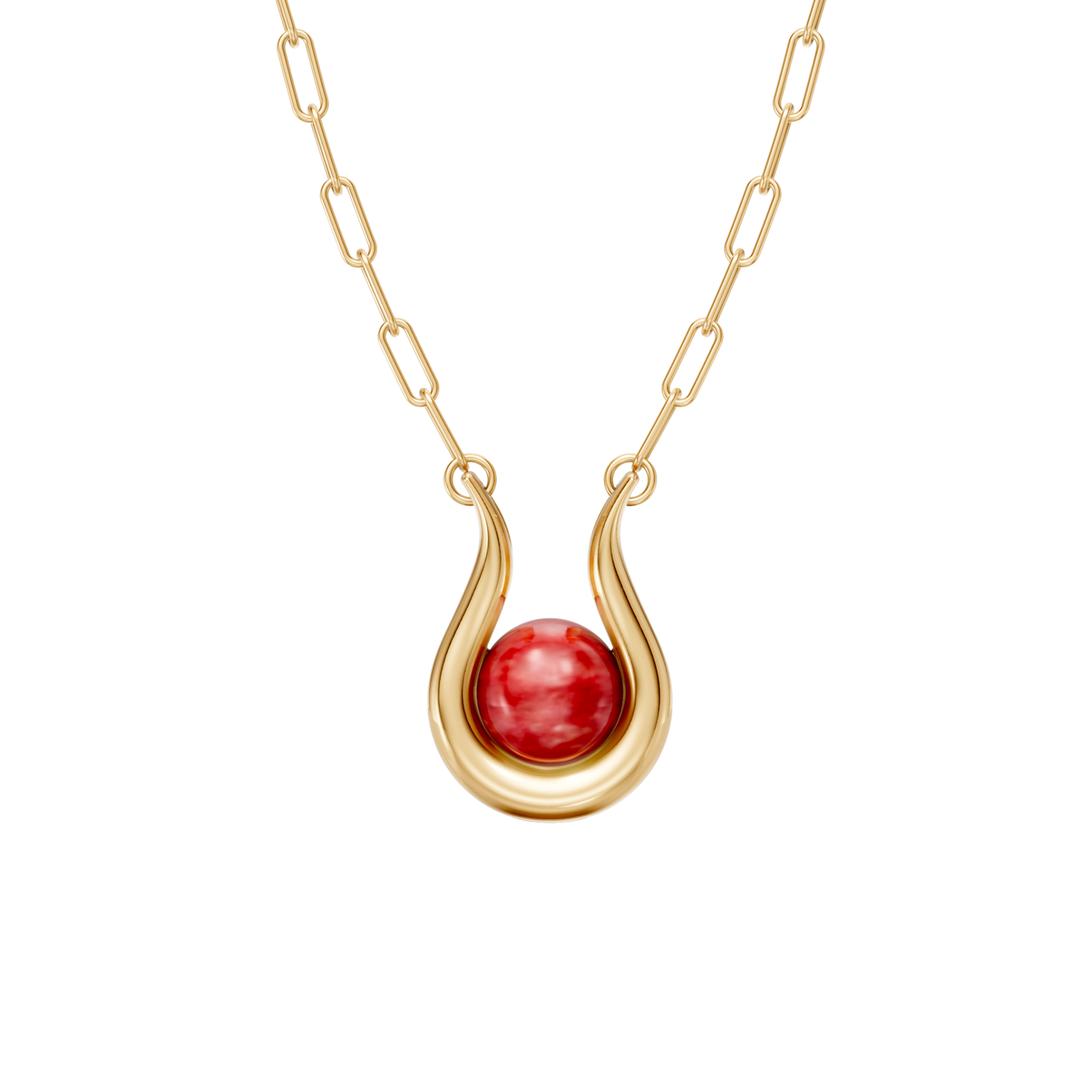 Colar Órbita — Feldspato Vermelho, semijoia banhada a ouro 18k, coleção Supernova, Aimer Joias