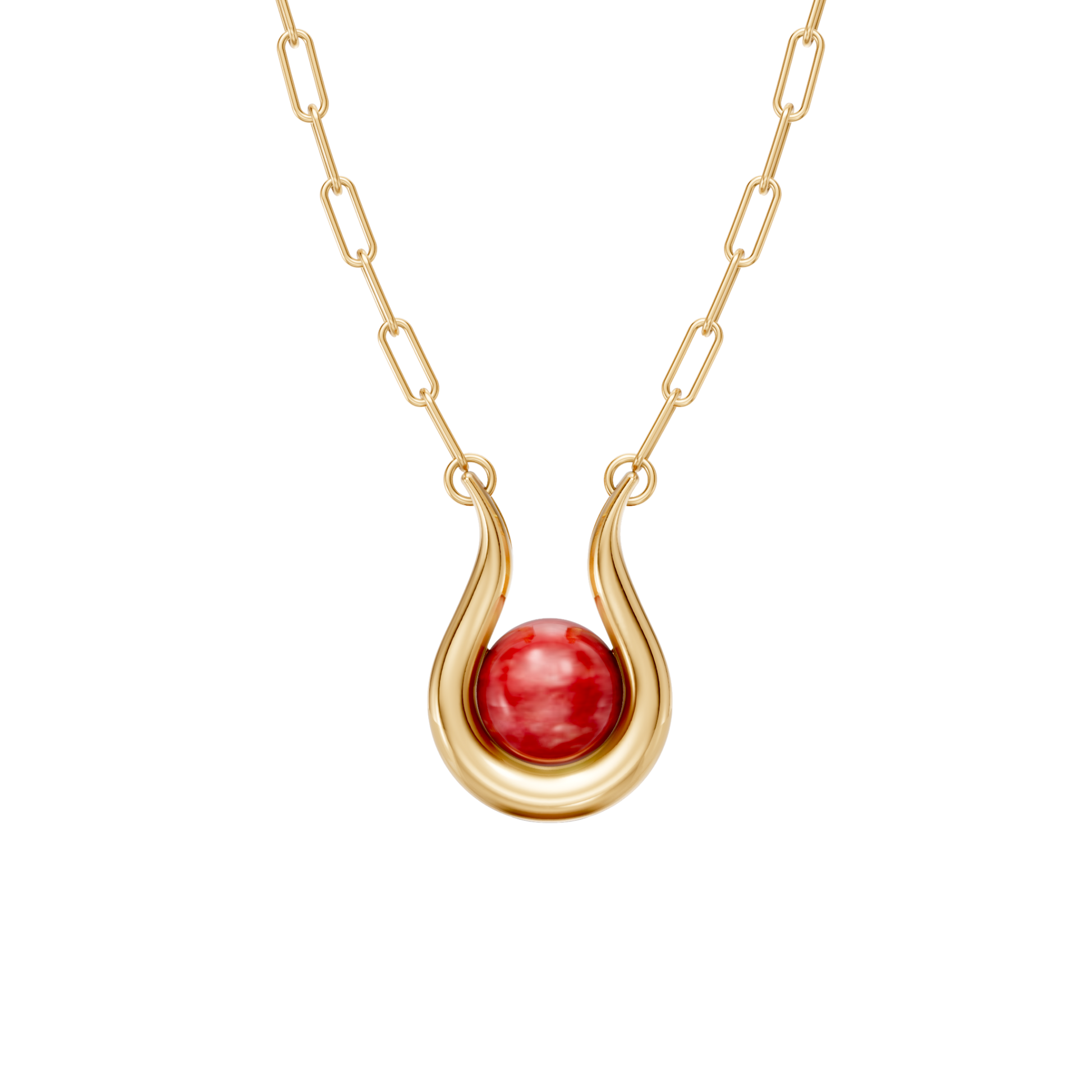 Colar Órbita — Feldspato Vermelho, semijoia banhada a ouro 18k, coleção Supernova, Aimer Joias