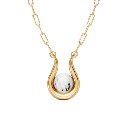 Colar Órbita — Howlita Branca, semijoia banhada a ouro 18k, coleção Supernova, Aimer Joias