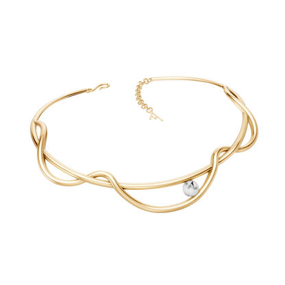 Colar Choker Aurora — Howlita Branca, semijoia banhada a ouro 18k, coleção Supernova, Aimer Joias