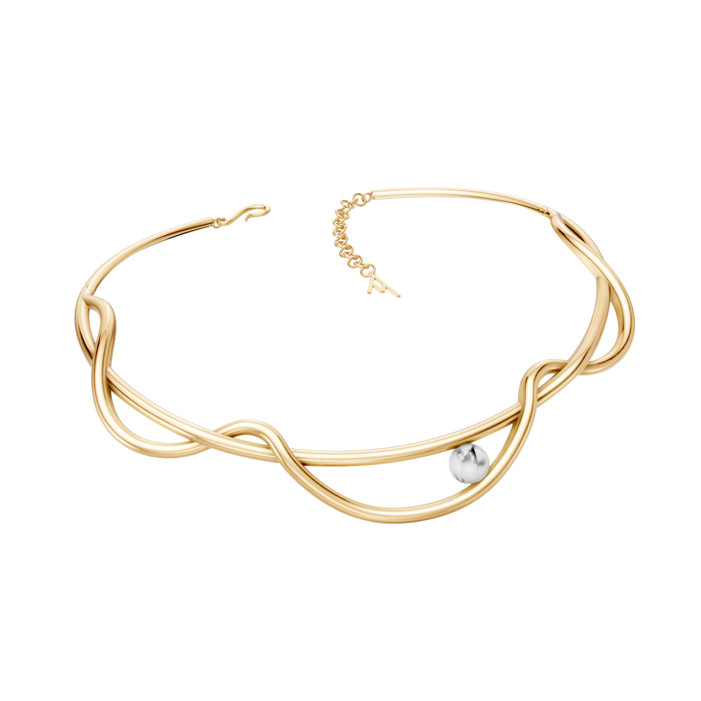 Colar Choker Aurora — Howlita Branca, semijoia banhada a ouro 18k, coleção Supernova, Aimer Joias