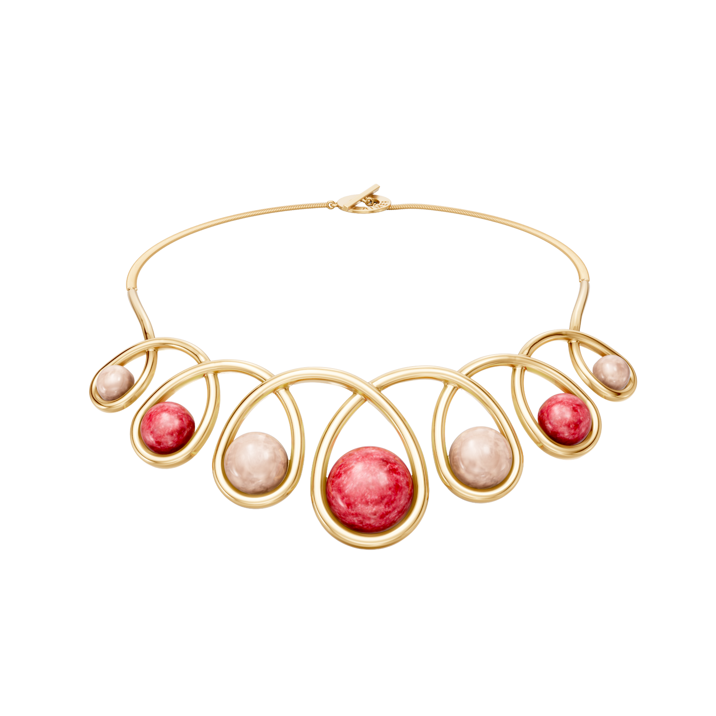 Colar Supernova — Feldspato Vermelho e Quartzo Rosa, semijoia banhada a ouro 18k, coleção Supernova, Aimer Joias