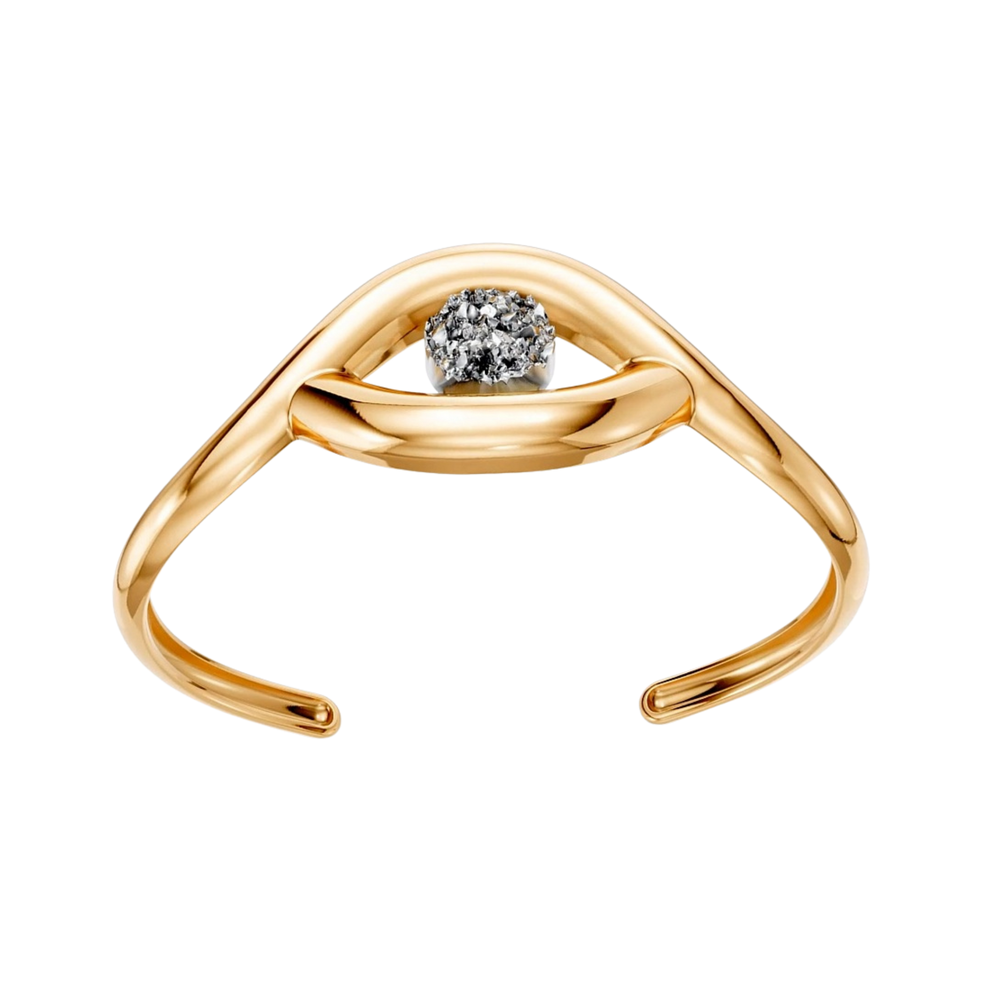 Bracelete Despertar — Drusa Metalizada, semijoia banhada a ouro 18k, coleção Supernova, Aimer Joias