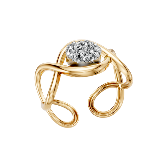 Bracelete Supernova — Drusa Metalizada, semijoia banhada a ouro 18k, coleção Supernova, Aimer Joias