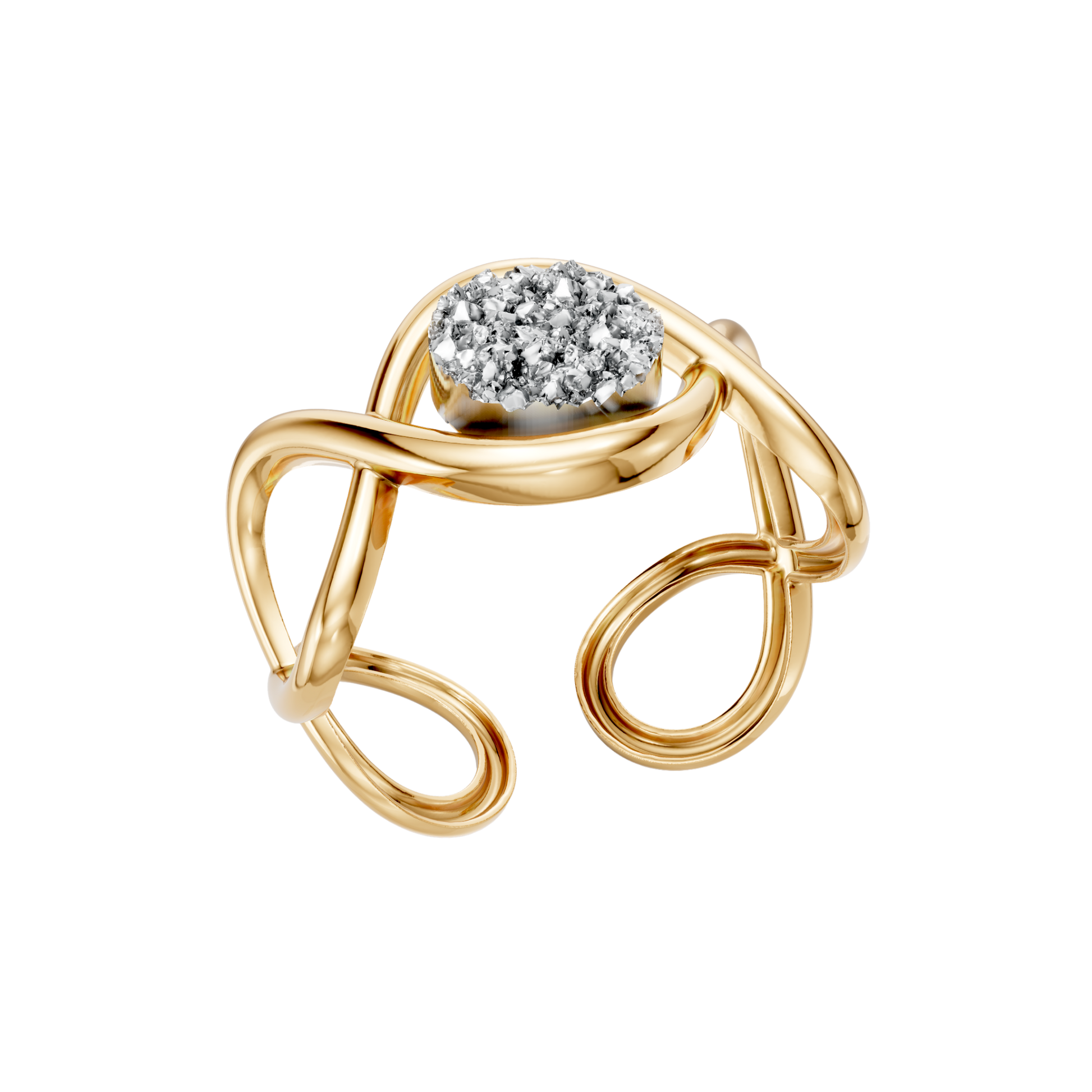Bracelete Supernova — Drusa Metalizada, semijoia banhada a ouro 18k, coleção Supernova, Aimer Joias