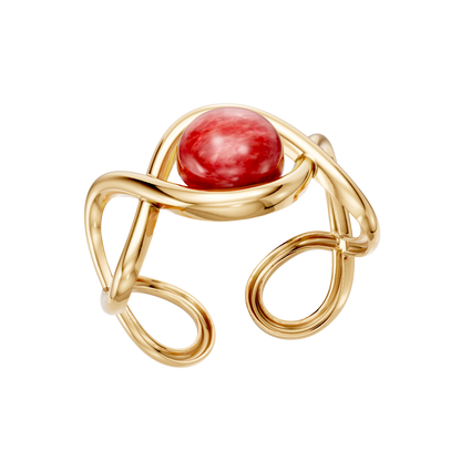 Bracelete Supernova — Feldspato Vermelho, semijoia banhada a ouro 18k, coleção Supernova, Aimer Joias