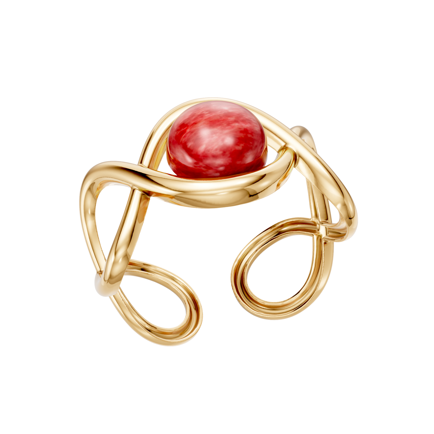 Bracelete Supernova — Feldspato Vermelho, semijoia banhada a ouro 18k, coleção Supernova, Aimer Joias