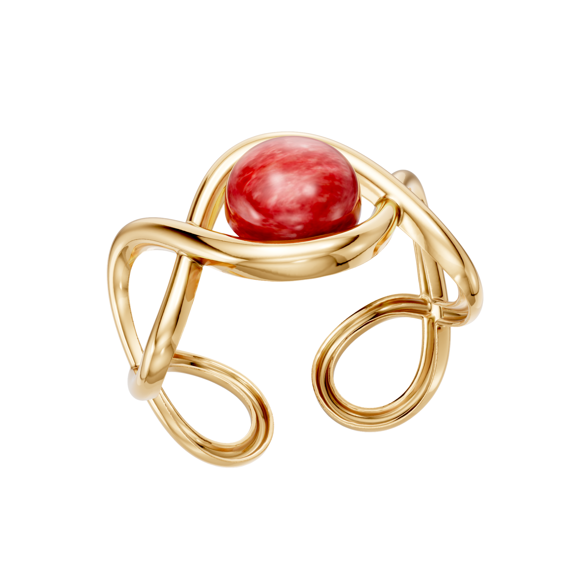 Bracelete Supernova — Feldspato Vermelho, semijoia banhada a ouro 18k, coleção Supernova, Aimer Joias