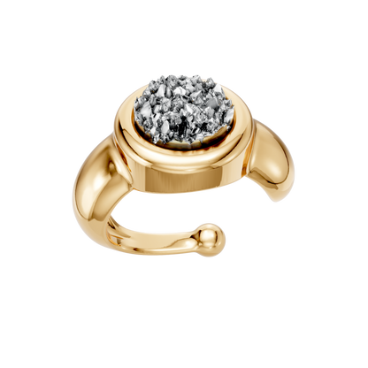 Ear Hook Supernova — Drusa Metalizada, semijoia banhada a ouro 18k, coleção Supernova, Aimer Joias