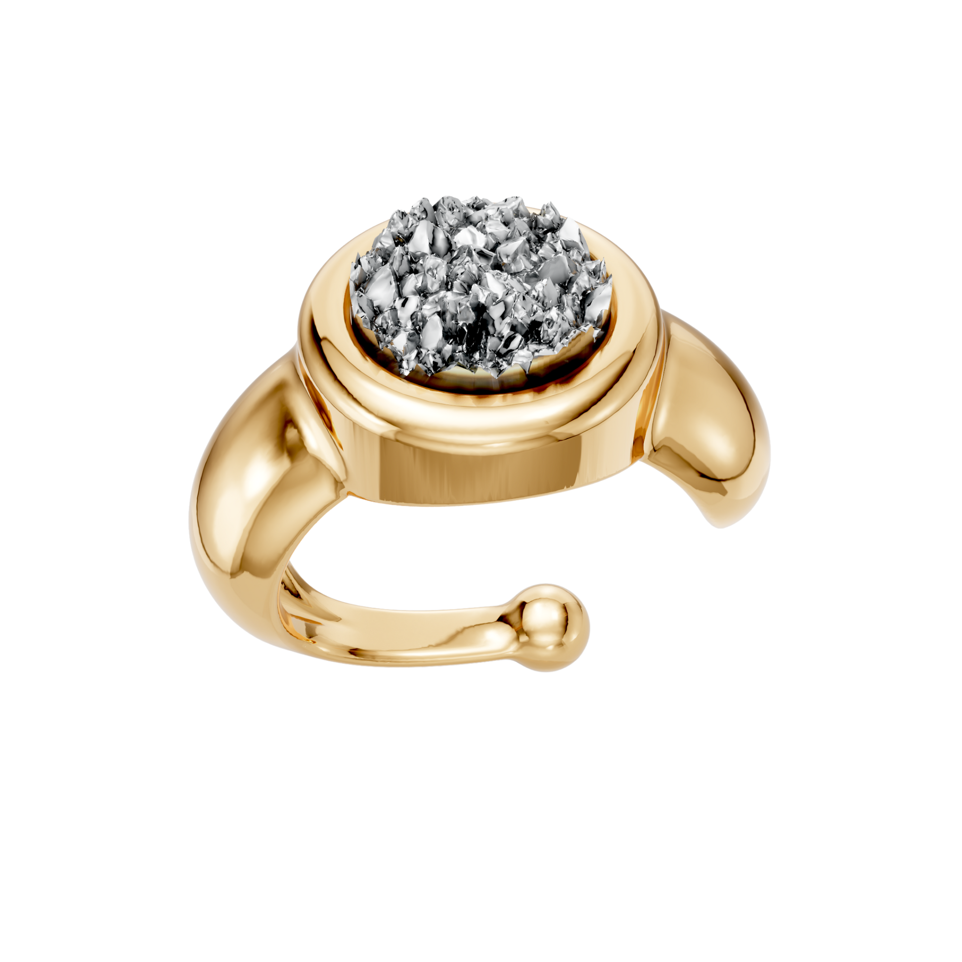 Ear Hook Supernova — Drusa Metalizada, semijoia banhada a ouro 18k, coleção Supernova, Aimer Joias