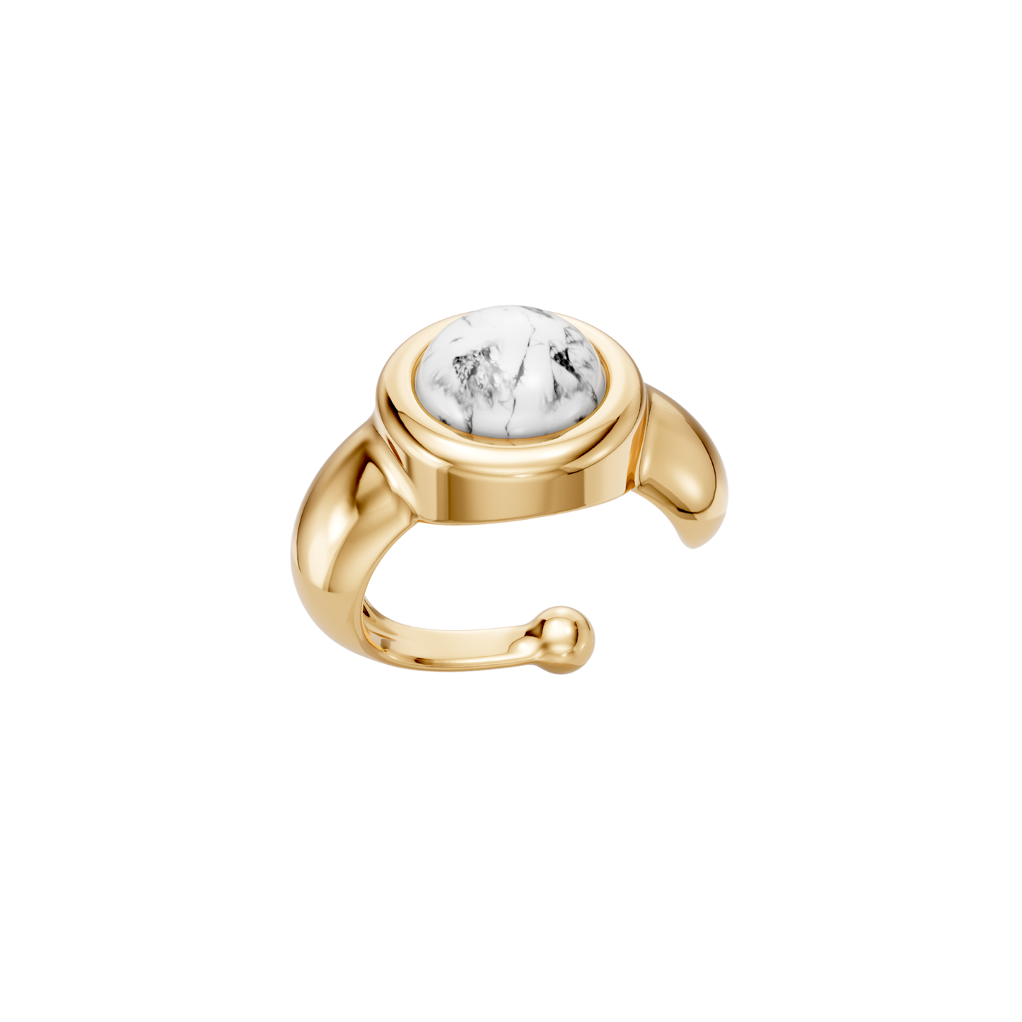 Ear Hook Supernova — Howlita Branca, semijoia banhada a ouro 18k, coleção Supernova, Aimer Joias