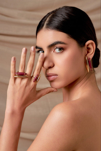 Anel Ecoa - Resina Vinho em Banho de Ouro 18K - AIMER