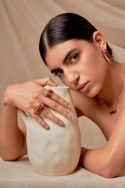 Anel Ecoa - Resina Vinho em Banho de Ouro 18K - AIMER