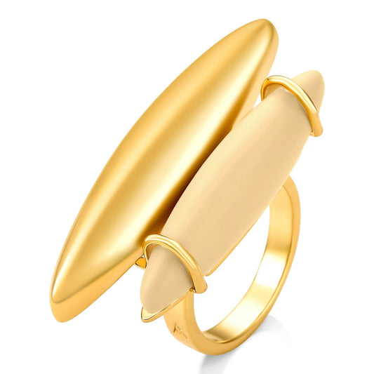 Anel Ecoa - Resina Creme em Banho de Ouro 18K - Aimer Joias