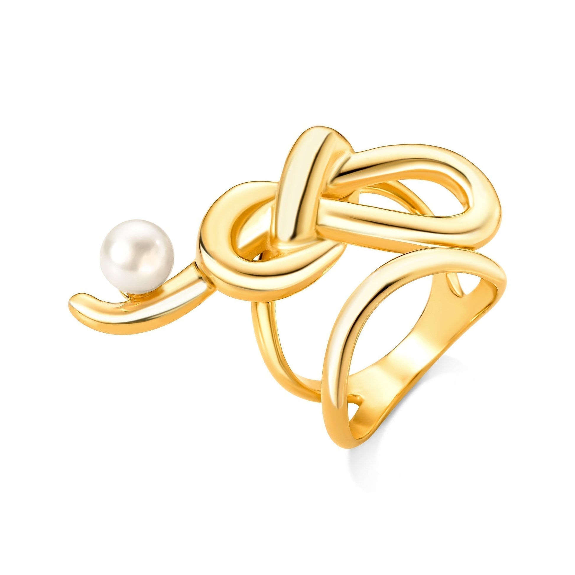 Anel Laços - Pérola e Banho de Ouro 18K - AIMER JOAIS