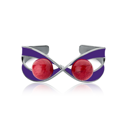 Bracelete Atração - Feldspato Vermelho / Esmaltado Roxo