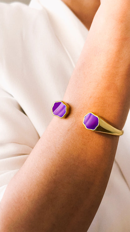 Bracelete Flora - Ágata Roxa Listrada