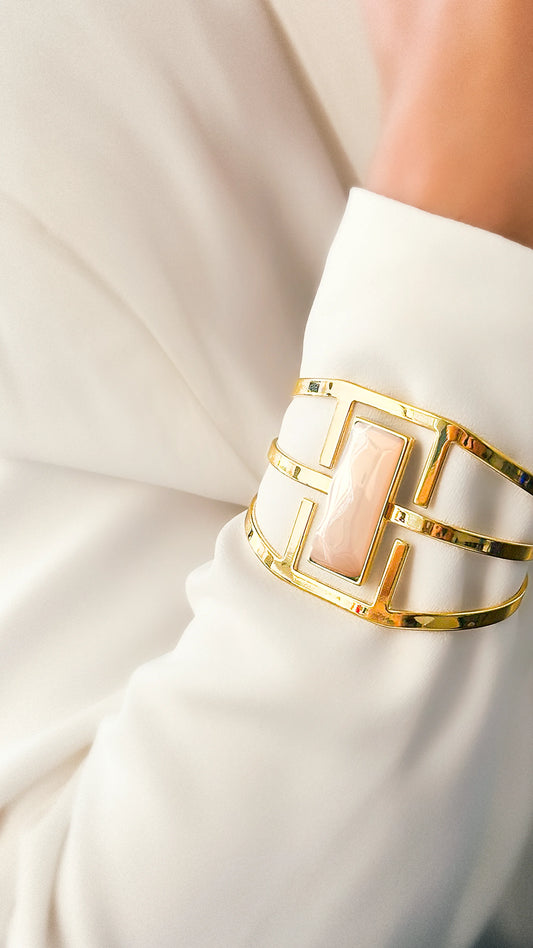 Bracelete Ópera - Quartzo Rosa - Aimer Joias