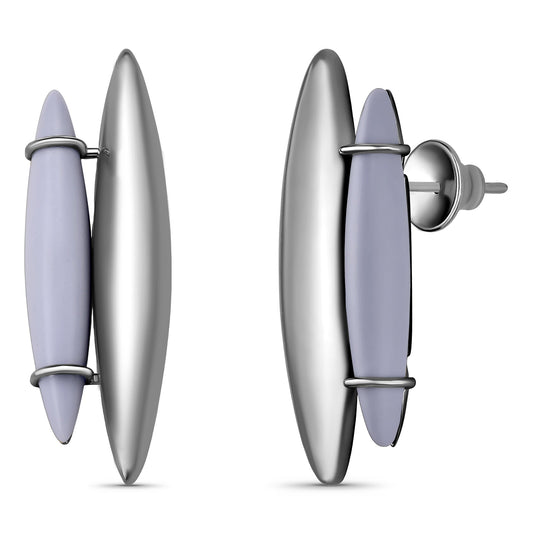 Brinco Ecoa - Resina Azul Hortência em Banho de Ródio Negro - AIMER